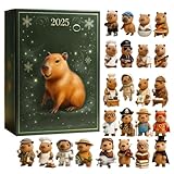 Capibara Avvento Calendari 2025, 24 Giorni Capibara Figurine Natale Conto Calendario, Ciondolo Piat-to 2D Capybara Di Natale Capybara Ornamento Avvento Calendari,26x18x3cm