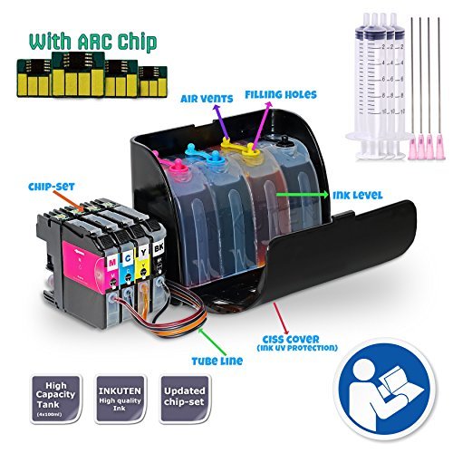 INKUTEN CISS System for Brother LC201 LC203 MFC-J480DW MFC-J880DW MFC-J460DW MFC-J4620DW MFC-J4420DW MFC-J5520DW MFC-J680DW MFC-J5720DW MFC-J4320DW MFC-J5620DW MFC-J885DW MFC-J485DW