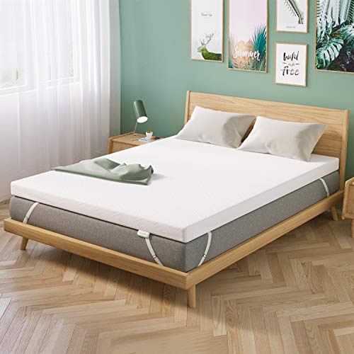Novilla Mattress Topper Queen,4 "Medium Firm Memory Foam, Gel & Bamboo Charcoal Infused for Motion Isolation & Pressure Relieving, with Breathable Bamboo Cover, Queen Size, White (AC-NV0T801-4-Q) Novilla Mattress Topper Queen,4 "Medium Firm Memory Foam, Gel & Bamboo Charcoal Infused for Motion Isolation & Pressure Relieving, with Breathable Bamboo Cover, Queen Size, White (AC-NV0T801-4-Q)