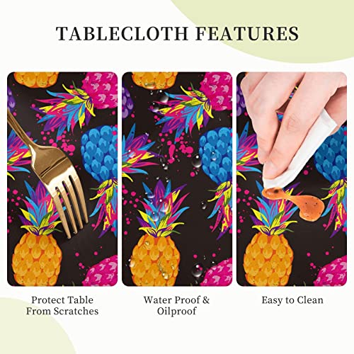 Yetta Yang Colorful Pineapple Tropical Waterproof Picnic Patio Party Round Table Cloth Cover Decorations Fabric 60 Inch Circular Tablecloth For 20-47 Inch Home Dining Room Kitchen Decor #TOP5