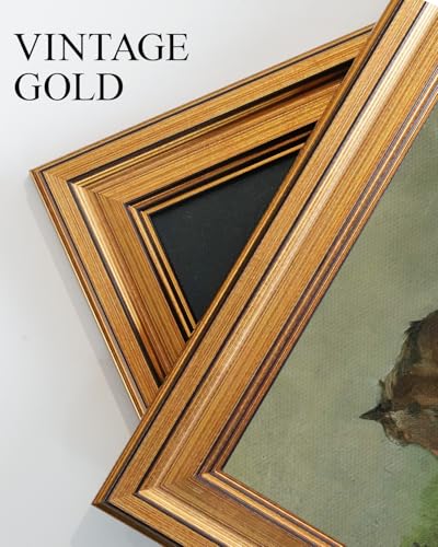 Image of VIYYIEA Vintage Gold Framed Wall Art for Living Room, Horse Canvas Prints Home Decor, Oil Painting Picture, Bedroom Wall Decor Gifts for Friends or Family -【Horse】-(16L x 12W)