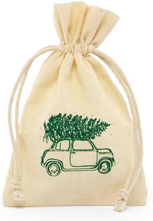 Paper Mart 12ea - 4 X 6 Christmas Tree On Car Muslin Bags