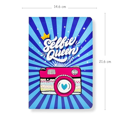 Image of Notebook Set, Premium Hardcover Journal, Bookmark and Matching Box |192 Ruled Pages, 80 GSM | A5 Ruled Writing Notebook for Girls, School & Office | Selfie Queen Design | Durable Cover, Smooth Paper - Selfie Queen