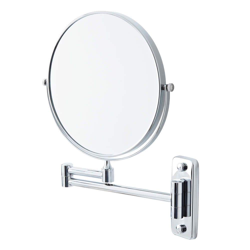 Milano Chrome Mirage Wall Mounted Round Double Sided Extendable 2X Magnification Bathroom Shaving Mirror