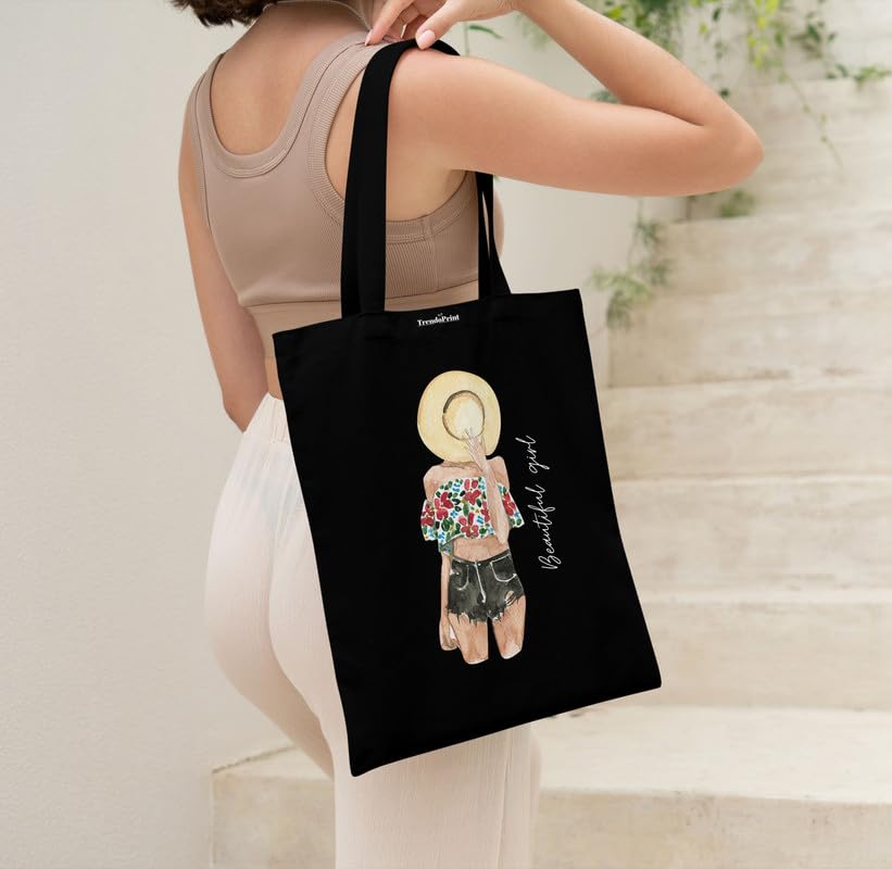 Image of TrendoPrint Reusable Shopping Bag Canvas Tote Bag for Grocery, College, Office & Shoulder Handbag Travel Bag for Men and Women (14x16 inches)