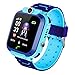 PTHTECHUS Niños Smartwatch Impermeable, Reloj Inteligente Phone con LBS Tracker SOS Chat de Voz Cámara Despertador Juego Cálculo para Regalos Estudiantes Compatible con iOS Android (02-LBS SOS Azul)