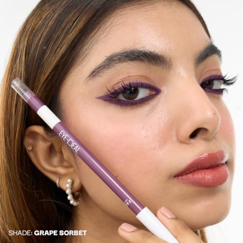 Image of FAE Beauty Eye-Deal Jewel Toned Metallic Purple Kajal | Waterproof & Smudgeproof | Intense Gel Long Wear | With Moringa & Calendula | Dermatologically Tested | Built-in Sharpener & Brush | Shade - Grape Sorbet