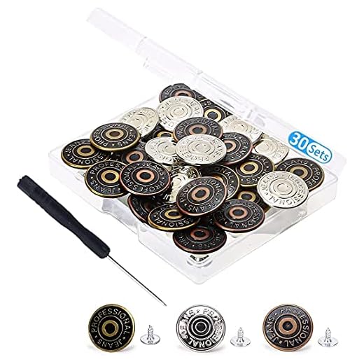 Hosen Ersatz Knöpfe, ersetzen 17mm Knöpfe, 30 Pack, 17mm Durchmesser, Knöpfe für Jeans mit Nieten, Jeans Knopf zum Einschlagen, Metall Hosenknopf, zur Reparatur von Jeans, Hose, DIY (17MM)