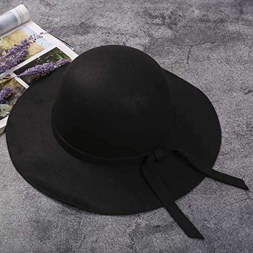 Women Girls Vintage Felt Cloche Hat Melon Bowler Church Derby Party Fancy Dress Costume Accessory with Ribbon2