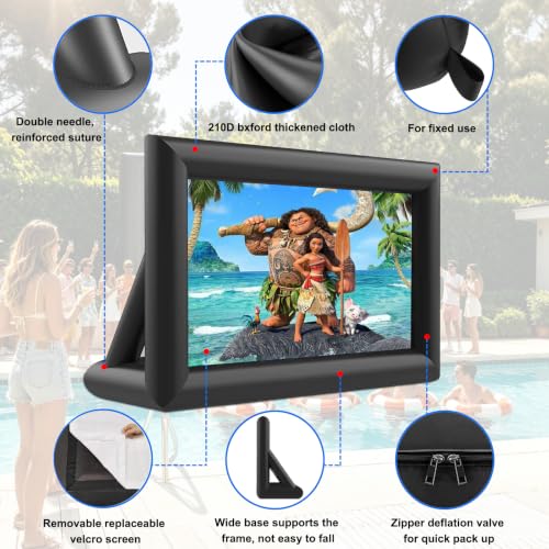 Image of GYUEM 20 feet Inflatable Portable Projector Movie Screen - Huge Air-Blown Cinema Projection Screen Package with Rope, Blower,Tent Stakes - Front & Rear Projection,for Outdoor Party Backyard Pool Fun