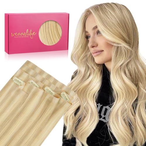 Image of WENNALIFE Invisible Edge Seamless Clip in Hair Extensions Real Human Hair