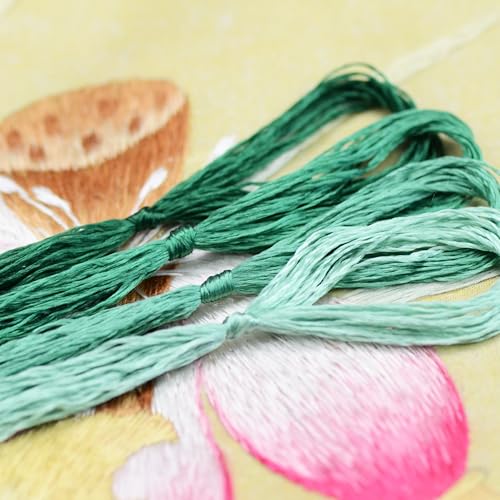 Image of 4 Skeins Mulberry Silk Floss Embroidery Thread Floss-Cross Stitch Threads China Silk Woven Jewelry Threads DIY Sewing Kits (03)