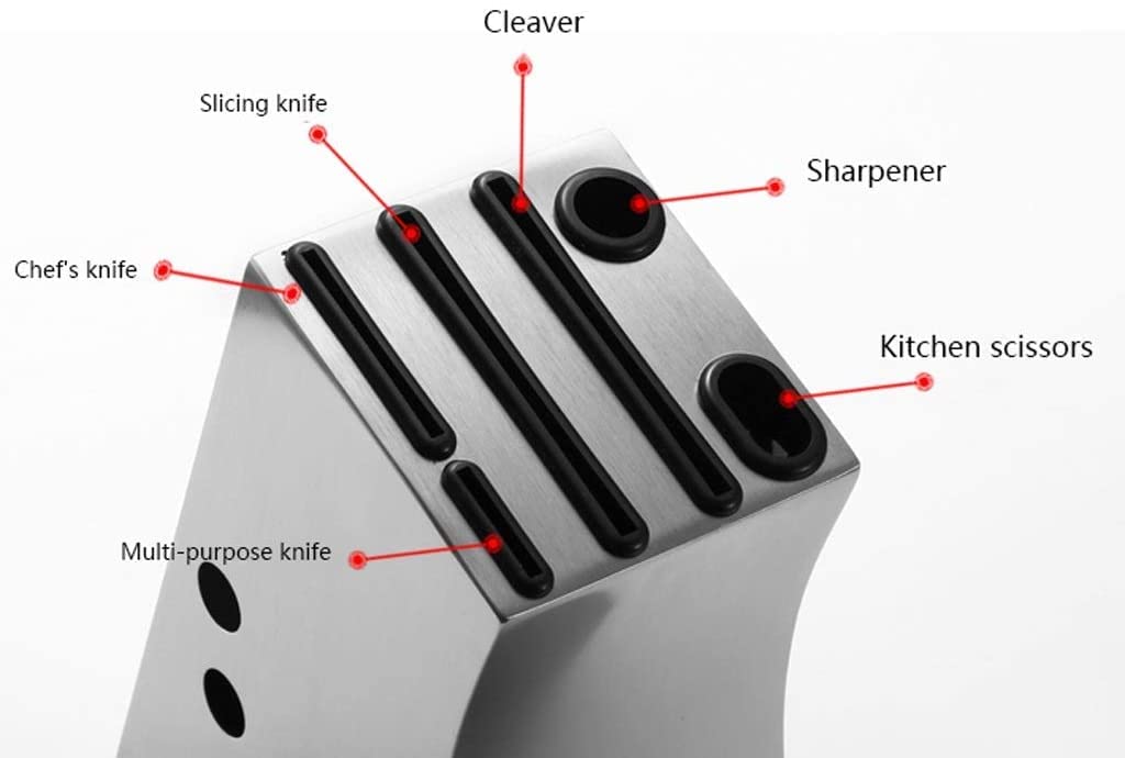 Messerblock ohne Messer Aufbewahrung Messerblock Universal-Küchenmesserhalter Aus Edelstahl Mit Rutschfester Matte Und Wasserablauf Und 6 Fächern Organizer für Küchenmesser