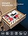 Syntus Bathroom Drawer Organizer, 5 Pieces Makeup Organizer with Different Size, Adjustable Dividers Customizable Trays Office Desk Storage for Cosmetics, Bathroom, Kitchen Utensils, Jewelries and Gad