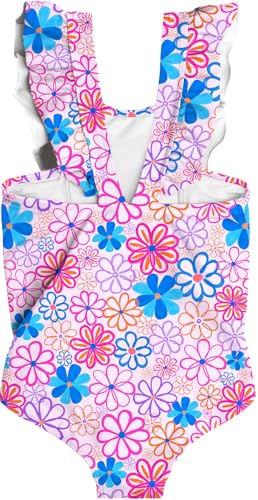 Image of RAISEVERN Baby Girls Swimsuit Ruffles Bathing Suits Cute Beach Sport Swimming Backless Summer One Piece Swimwear 2-7 Years