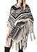 QZUnique Women's Sweater Pullover Wrap Poncho Pashmina Long Knitted Tassels Edge Waves