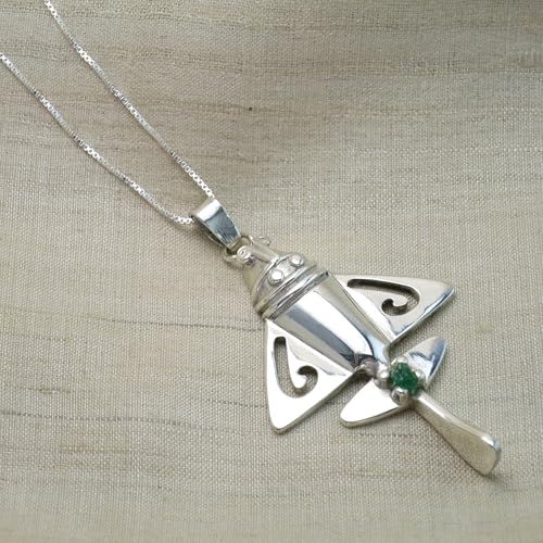 Image of Across The Puddle Colombian Emerald & Multi-Material Options | Quimbaya Flyer Pendant Necklace | Ancient Alien Golden Jets Collection