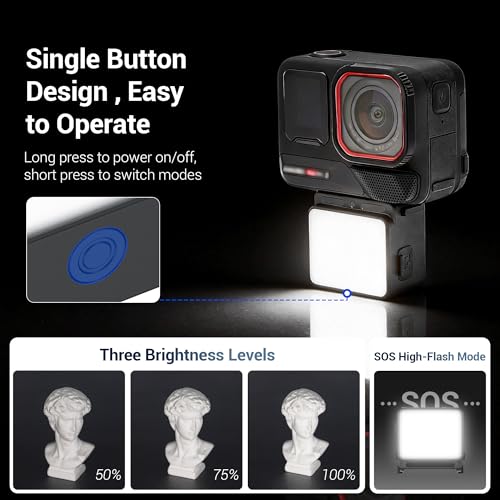 Image of JJC LED Light for Insta360 Ace Pro 2 Accessories, Magnetic Auxiliary Fill Light Attachment, Rechargeable IPX5 Waterproof Mini Video Light, for Selfie Vlog Recording Lightweight