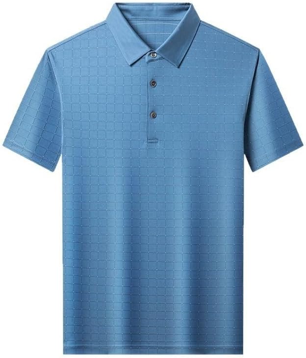 Mens Silk Short Sleeve Polo Shirts Summer Lightweight Collared Business Fashion Casual T Shirt