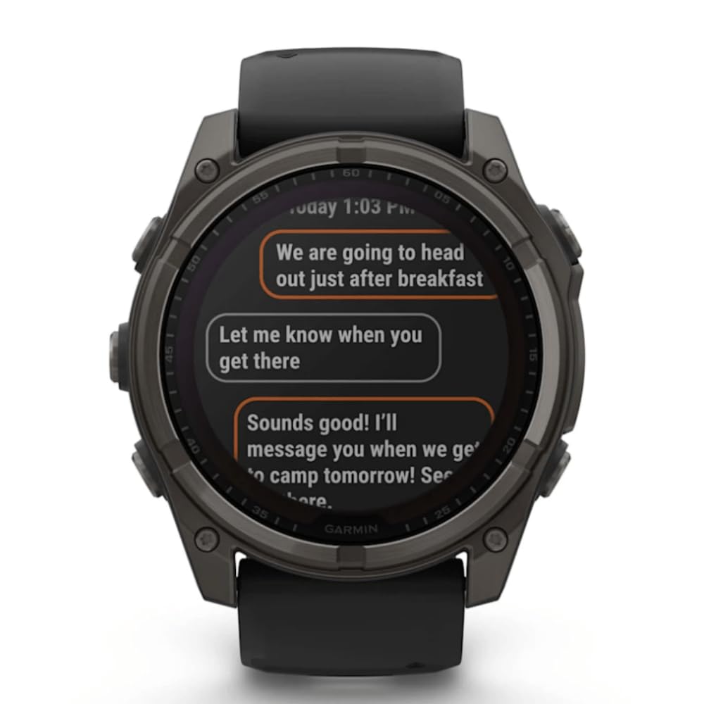GARMIN FENIX 8-51 MM, SOLARE, ZAFFIRO GRIGIO CARBONIO DLC TITANIO CON SILICONE NERO/GRIGIO CIOTTOLO