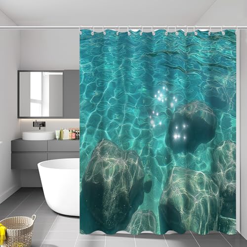Rideau de douche mer et océan 180x200 cm imperméable avec crochets - 3