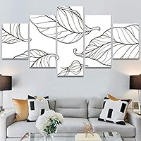 SIGNWIN 5 Panel Canvas Wall Art Modern Art Decorative Elements Fun Illustrations Leaves Multicolor Patterns for Home Decorations Ready to Hang - 60