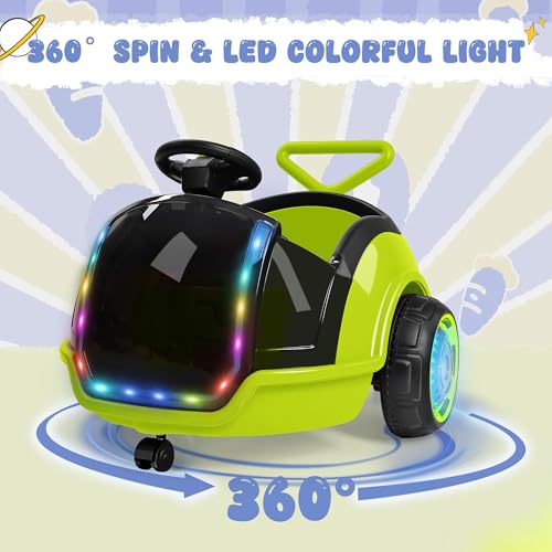 Image of ANPABO 3-in-1 Electric Push Car for Kids 1.5-3, 360 Spin, Green
