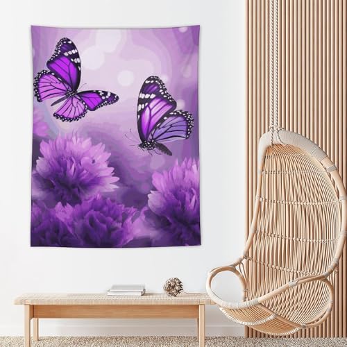 Tapisserie murale esthétique violette grand format pour décoration de salon