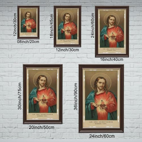 Sacré-Cœur de Jésus impression toile déco murale chrétienne avec cadre - 2