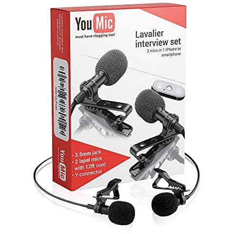 YouMic - 2 Dual Mini Lavalier Lapel Mics with Clip for Phone, iPhone Microphone for iOS, Android, PC, Laptop, Video, Vlogging Cover