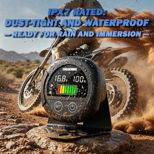 Image of COOLSCHMAX 7V-100V Battery Voltmeter Gauge, IPX7 Waterproof, Voltage Alarm Buzzer for Lithium LiFePO4 Lead-Acid(STD, AGM, GEL, EFB) Batteries in Outdoor Vehicles Golf Cart Yacht Bicycle