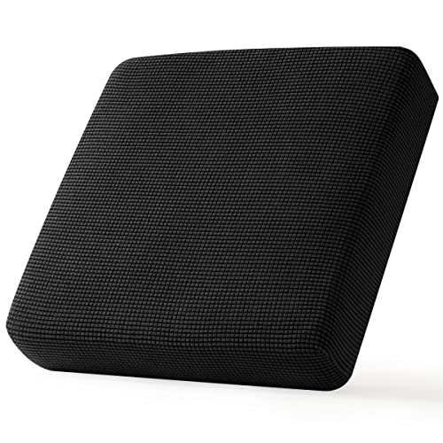 Image of CHUN YI Stretch Couch Cushion Covers Replacement, Fitted Loveseat Sofa Chair Seat Slipcovers Furniture Protector, Checks Spandex Jacquard Fabric(Small,Black)
