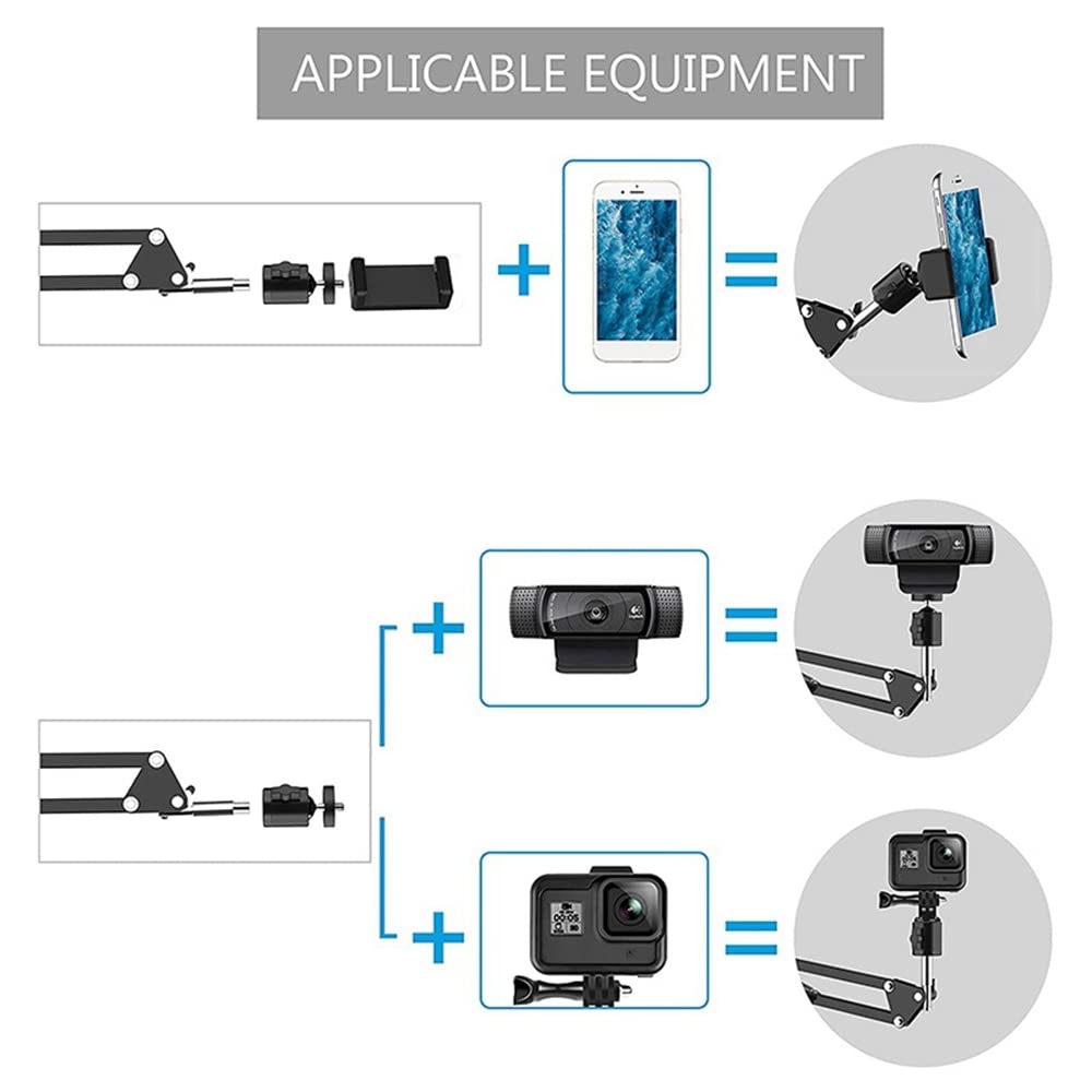 ziyuan Support de Webcam pour Support de Bras de Ciseaux de FlèChe de Suspension de Bureau avec Base Ronde AméLioréE, pour Webcam
