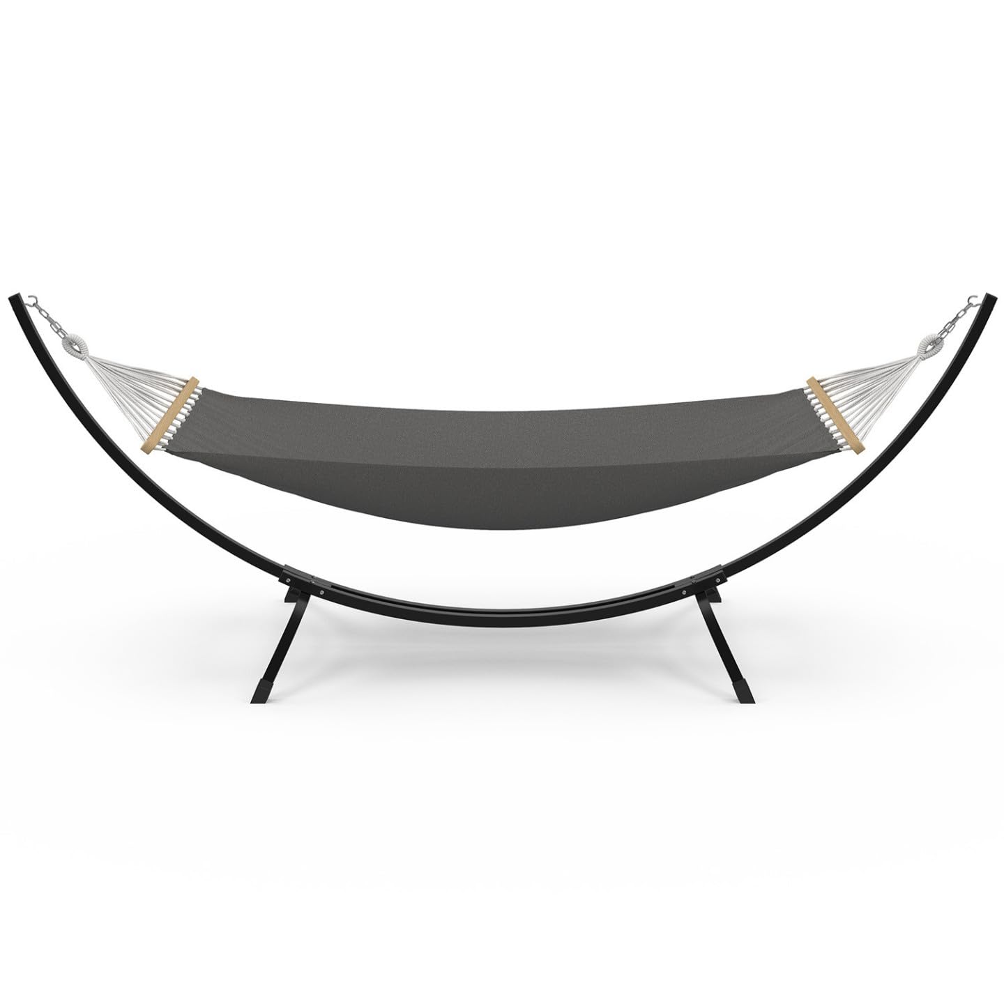 IDMarket - Hamac XL avec Support métal Noir et Toile Gris Anthracite