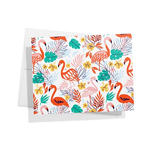 Image of Twigs Paper - Assorted Flamingo Pattern Greeting Cards - Stationery Cards with Envelopes - Thank You Card - Blank Note Cards - Greeting Cards for All Occasions - Made in USA (5.5 x 4.25, Set of 12)