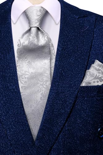 Image of Hi-Tie New Design Paisley Plaids Woven Silk Necktie Tie Handkerchief Cufflinks set