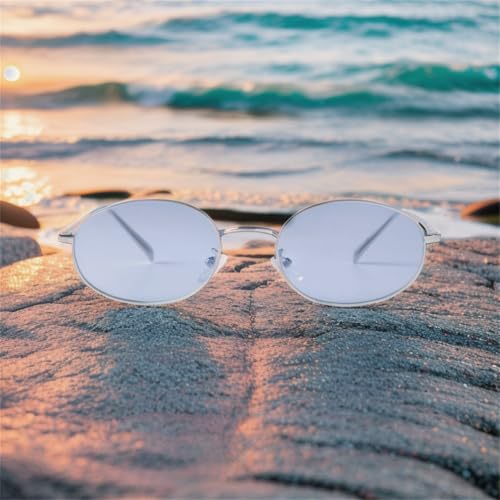 ADE WU Trendy Retro Oval Sunglasses for Women Men 90s Fashion Vintage Lightweight Metal Frame Sun Glasses3