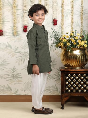 Image of POLKA TOTS Boys Cotton Pathani Set | Premium Pathani Kurta & Pyjama Set for Boys | Kurta Pajama for Kids Boy | Pathani Suit for Kids, Baby Boys & Toddlers | Ethnic Wear for Boy