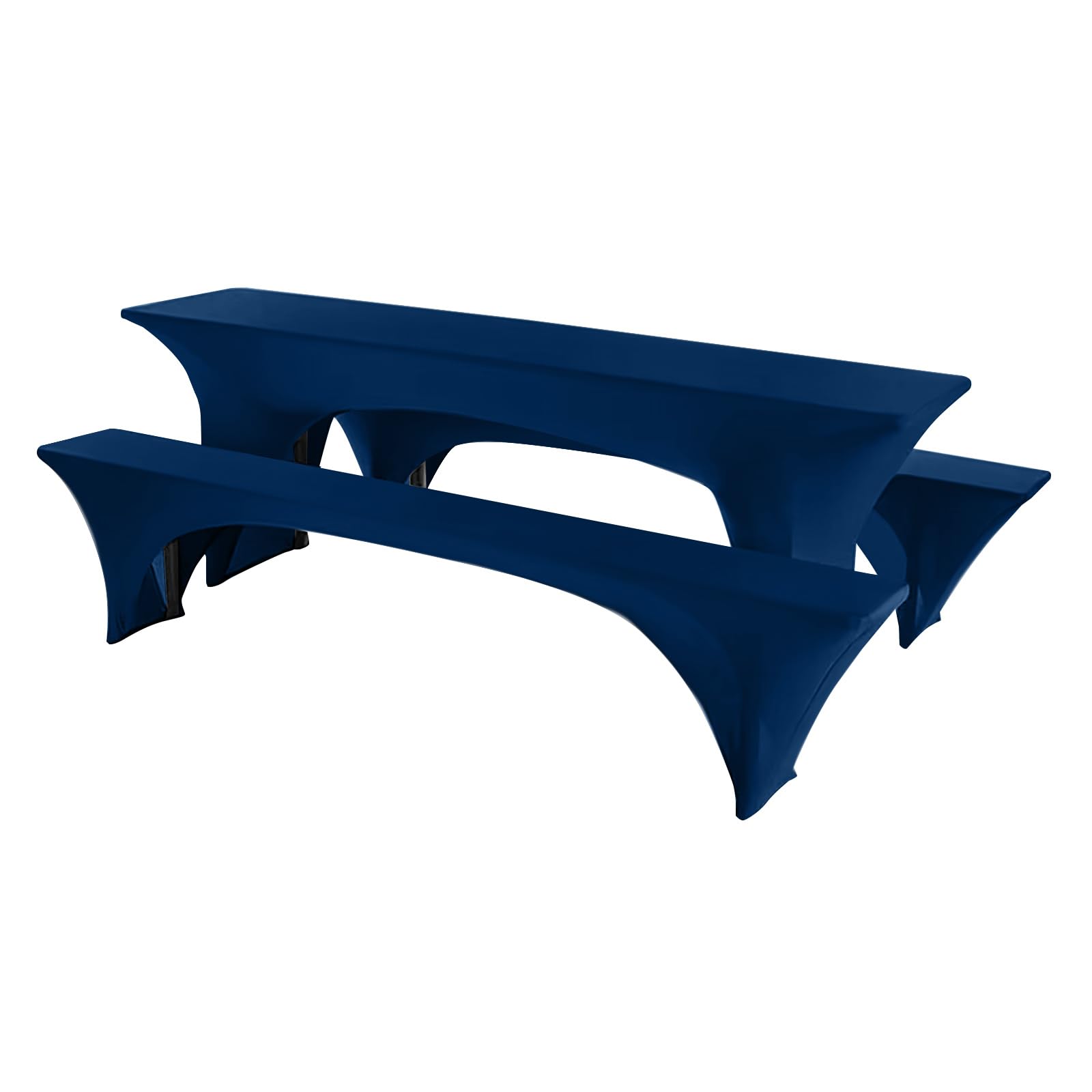 Granbest Stretch Bierzeltgarnitur 50cm oder 70cm Tischbreite Set von 3, Elastisch Biertischhussen, Picknicktisch- und Bankett-Set, Perfekte Passform für Picknicktische & Bänke (220x70cm, Marineblau)