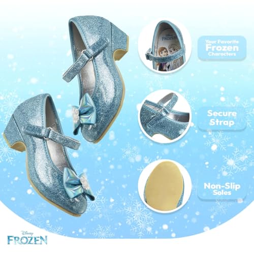 Disney Shoes - Girls Mary Jane Flat Pump Strap with Bow - Kids Character Princess Dress up Costume Flower School Party Flats Slip on - Toddler/Little Kid4