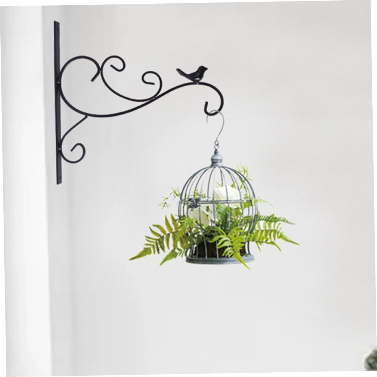 Metal Hanging Flower Basket Bracket Wall Mount Planter Hook Plant Hanger Flower Basket Holder Rustic Bonsai Support Hook Space-Saving Garden Accessory
