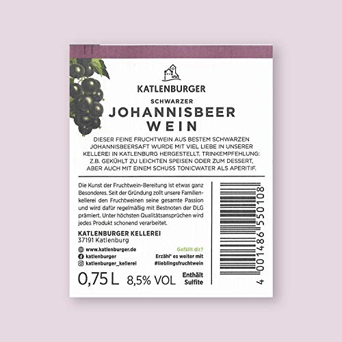 KATLENBURGER - Johannisbeerwein | Hochwertiger Fruchtwein aus Johannisbeeren ohne Aroma- / Farbstoffe. Süßer, fruchtiger Wein für Sommerabende und feierliche Anlässe. Inhalt: 6x 750ml und 8,5% vol.