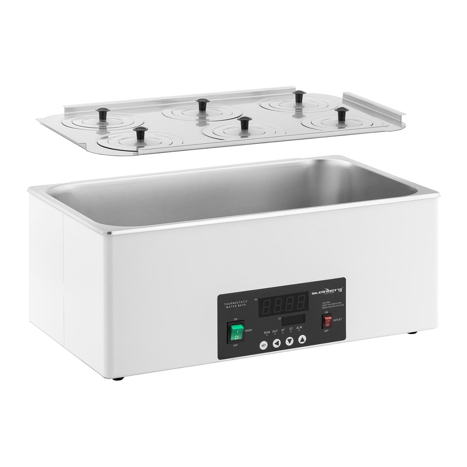 Steinberg Systems SBS-TWB-2006 bagnomaria termostatica digitale 22,5 L 5-100 °C 500 x 300 x 150 mm bagnomaria laboratorio bagno d'acqua