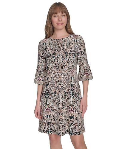 Robe mi-longue col v Tommy Hilfiger manches 3/4 vêtement casual chic tendance