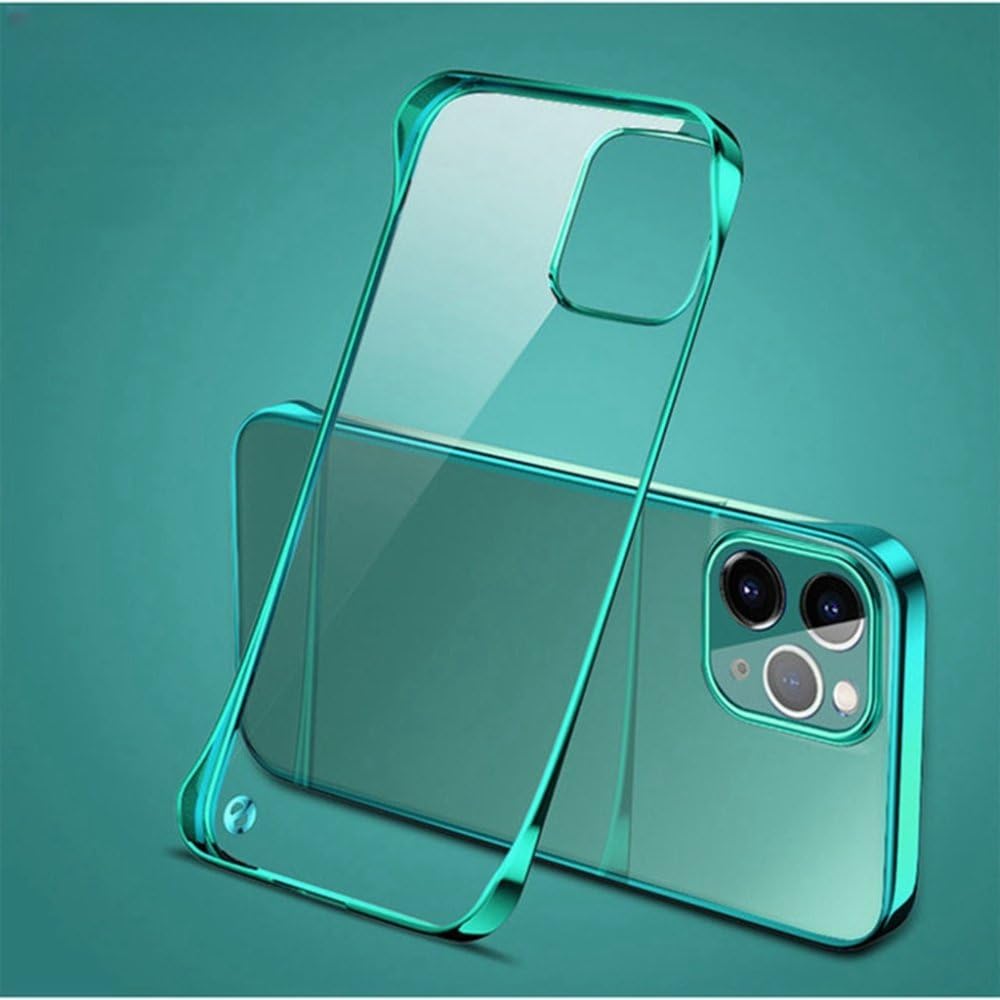 Coque iPhone 14 Pro rigide sans cadre vert et transparente de protection en PC - 4