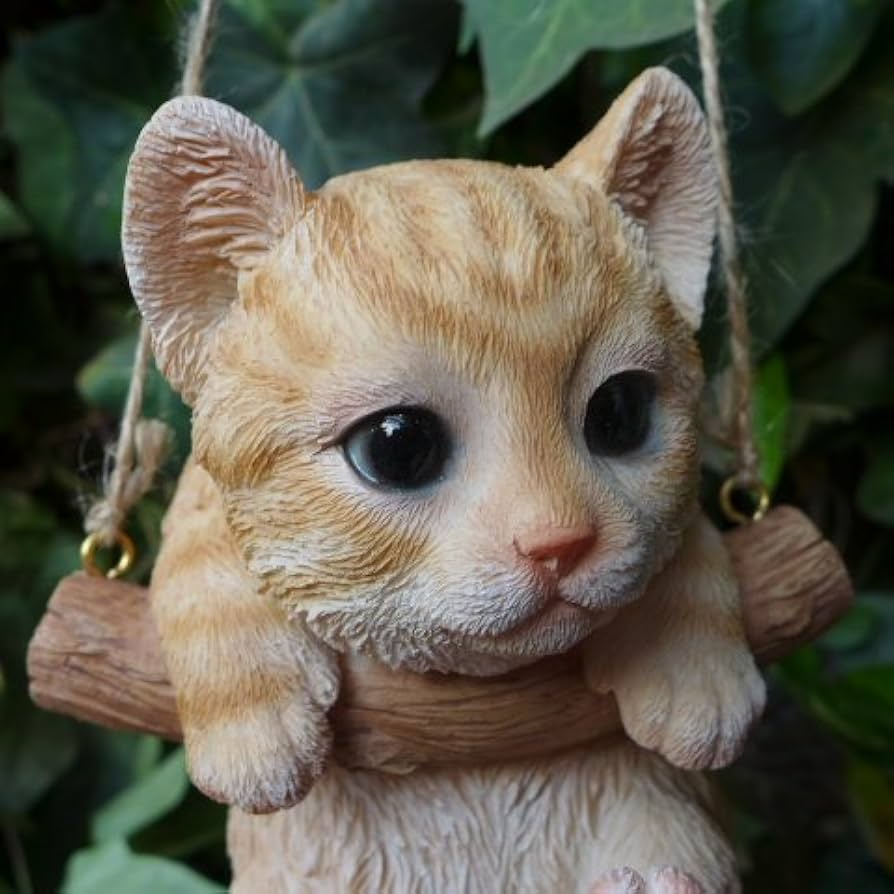 Amazon.co.jp: 猫の置物 エンジョイブランコ 茶トラ T14218