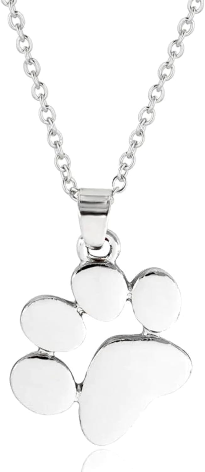 Maya's Grace Paw Print Pendant Necklace for Women, Gold and Silver Chain, Pet Lover's Gift