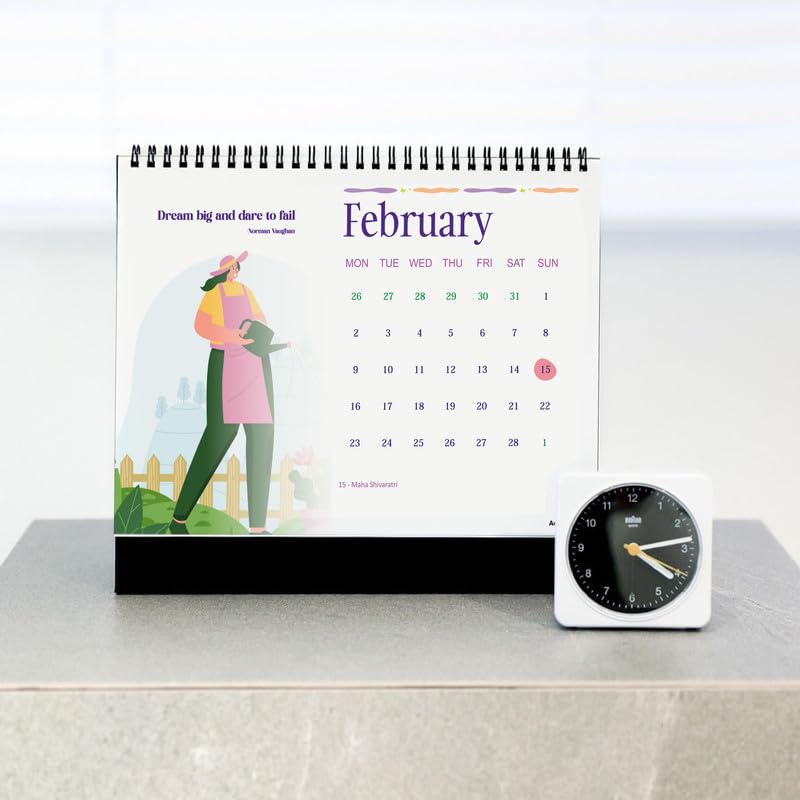 Image of AccuPrints Desk Calendar 2026 Planner-A5 Size (5.8 x 8.2) inch For Office Home Table New Year Hanging Kids (14 x 20.5) cm- (Illustration Desk)