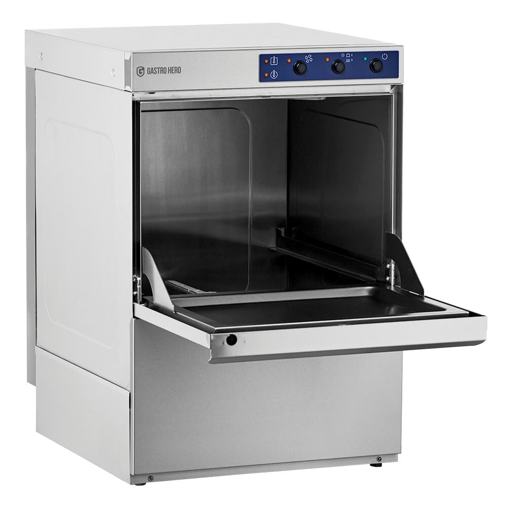 GastroHero Lavastoviglie ECO 50 x 50 cm, con dosatore detergente e brillantante, con pompa di scarico, Made in Europe, 230/400 V