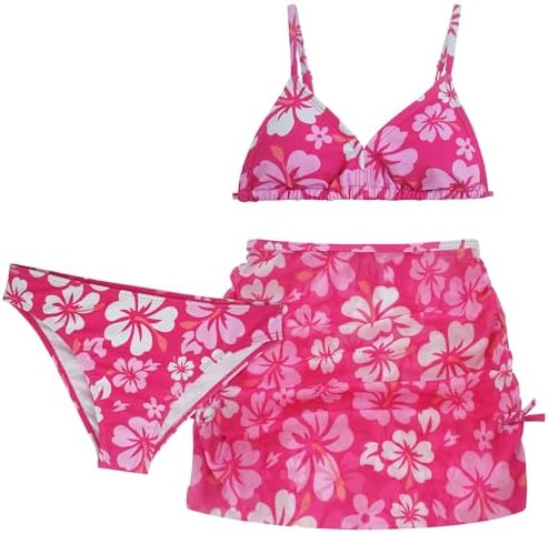 SEAUR Meisjesbikini met broek set kinderen badpak 3-delig badmode bloemenprint gevoerde bikini zomer strand zwemmen voor 8-14 jaar, groen 1, 10-11 Jaar